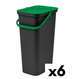 Recycling prullenbak Tontarelli Moda Zwart Groen 24 L (6 Stuks)