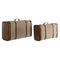 Kofferset Home ESPRIT Bruin Beige Polyester Hout 60 x 37 x 24 cm