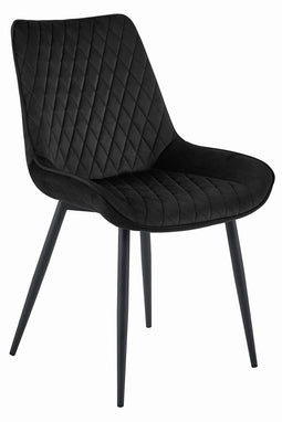 Eetkamerstoel - VERDO - 2 stuks - zwart - velours - metaal