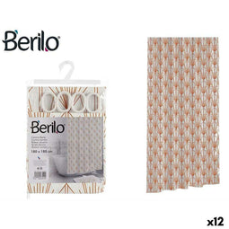 Douchegordijn Berilo Art Nouveau Wit Brons Plastic 180 x 180 x 0,008 cm (12 Stuks)