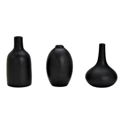 Vasen set van keramiek zwart 3-delige set, (B/H/D) 9x12x9cm, 7x11x7cm, 7x14x7cm
