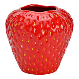 Vaas aardbei van keramiek, rood (B/H/D) 16x17x17cm