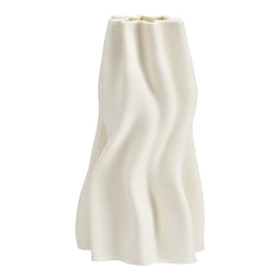 3D-geprinte vaas van keramiek, wit (B/H/D) 12x22x10cm alleen voor droogbloemen