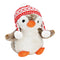 Pinguïn met wintermuts van bruin pluche (B/H/D) 24x28x18cm
