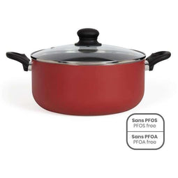 28 cm Dutch oven - LIVOO - MEP151R - Antiaanbaklaag zonder PFOA of PFOS - Siliconen handgrepen -...