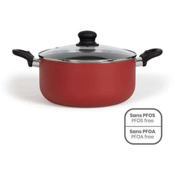 24 cm Dutch oven - LIVOO - MEP150R - Antiaanbaklaag zonder PFOA of PFOS - Siliconen handgrepen -...