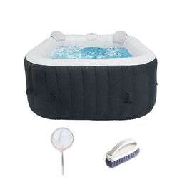 ALL-INCLUSIVE SPA KIT en accessoires: 4-persoons vierkante opblaasbare spa met 2 hoofdsteunen, fi...