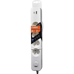 Stekkerdoos - QUARX - 4 stopcontacten - Met USB Type C en USB A, 1,5m kabel