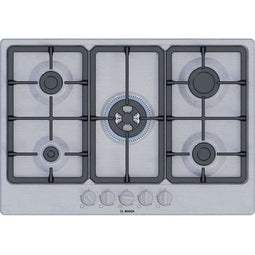 Gaskookplaat - BOSCH Serie 4 - 5 branders - 52 x 75 x 4,5 cm - PGQ7B5K90 - Roestvrij staal