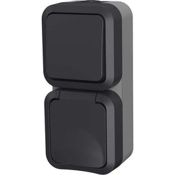 Dubbele wisselschakelaar + verticaal stopcontact - QUARX - Aqua Pro - Buiten, verticaal, IP55, 25...