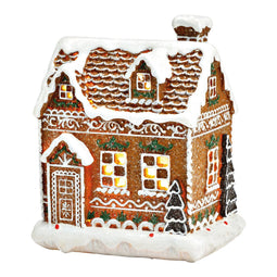 Lichthuis peperkoek van poly, bruin/wit (B/H/D) 12x16x9cm