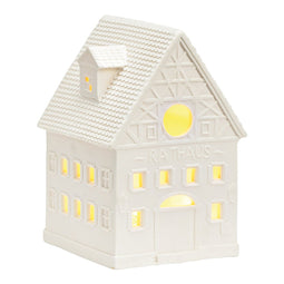Wurm Light House Town Hall van Porselein, Wit (B/H/D) 8x12x8cm