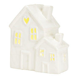 Theelichthuis van aardewerk, wit (B/H/D) 14x15x8cm