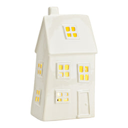 Lichthuis van aardewerk, wit (B/H/D) 12x23x9cm