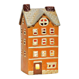Lichthuis van aardewerk, oranje (B/H/D) 11x22x9cm