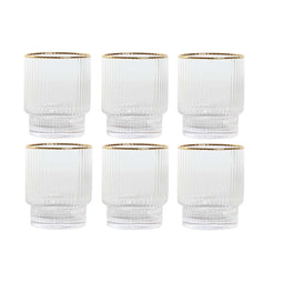 Glazenset Home ESPRIT Transparant Gouden Kristal 320 ml (6 Stuks)