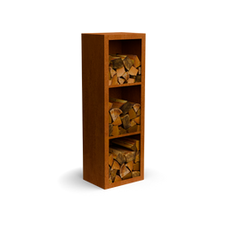 Geroba - Egura cortenstaal Houtopslag 3 vakken met achterwand L50 x B38,5 x H150 cm