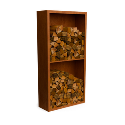 Geroba - Egura cortenstaal Houtopslag 2 vakken met achterwand L100 x B38,5 x H200 cm