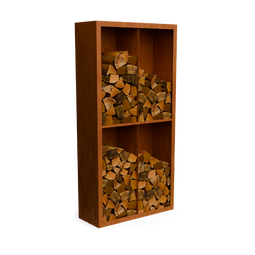 Geroba - Egura cortenstaal Houtopslag 4 vakken met achterwand L100 x B38,5 x H200 cm