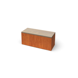 Geroba - Modena Rechthoekige cortenstaal zitbank met Padouk hout L100 x B40 x H42 cm