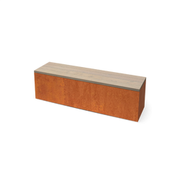 Geroba - Modena Rechthoekige cortenstaal zitbank met Padouk hout L150 x B40 x H42 cm