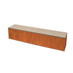 Geroba - Modena Rechthoekige cortenstaal zitbank met Padouk hout L200 x B40 x H42 cm