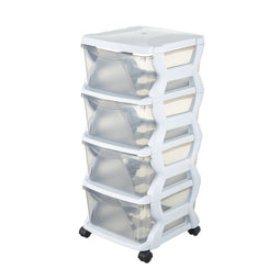 Bama Insieme Ladesysteem met Wieltjes 4 Laden 36x40x80 cm Wit/Transparant