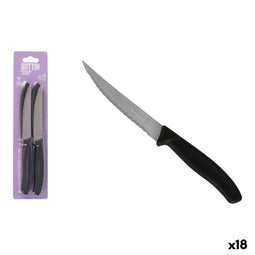 Vleesmessenset Quttin Zwart Zilverkleurig Roestvrij staal 11 cm 4 Onderdelen (18 Stuks)