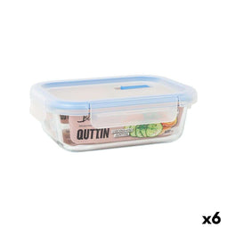 Hermetische Lunchtrommel Quttin Boho Transparant Rechthoekig 600 ml (6 Stuks)