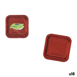 Bordenset Algon Rood 20 cm 10 Onderdelen (18 Stuks)