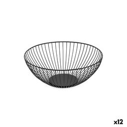 Fruitschaal Confortime Zwart Metaal 24,5 x 24,5 x 10 cm (12 Stuks)