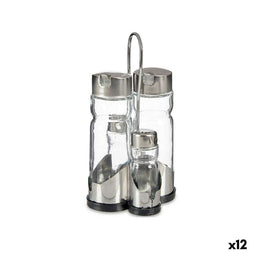 Specerijenset Anna Transparant Zilverkleurig 10 x 10 x 21 cm (12 Stuks)