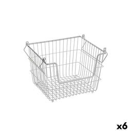 Veelzijdige mand Confortime Grijs Metaal 32 x 27 x 23 cm (6 Stuks)