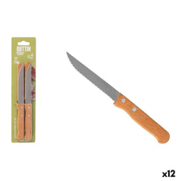 Vleesmessenset Inde Natura Bruin Zilverkleurig 10,5 cm Multifunctioneel 4 Onderdelen (12 Stuks)