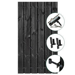 Tuindeco - Tuindeur Privacy grenen zwart 100 cm Tuindeco