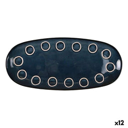 Serveerschaal La Mediterránea Almudena Blauw Ovalen 33 x 14,8 x 2,7 cm (12 Stuks)
