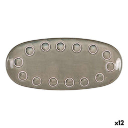 Serveerschaal La Mediterránea Almudena Grijs Ovalen 33 x 14,8 x 2,7 cm (12 Stuks)