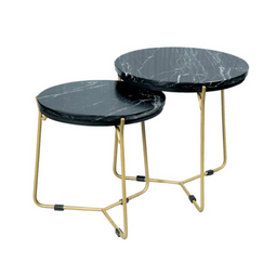 Homestylingshop Salontafels rond - salontafel marmer - salontafel Zwart 50-40 cm