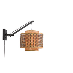 Wandlamp Bhutan - Bamboe Zwart/Naturel - 40x40x34cm