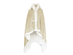 LINNICK Hoodie Flanel Fleece Deken Met Capuchon Croco - ivoor - 130x180cm