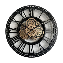 Homestylingshop Industriele wandklok Geert 46 cm - wandklok zwart - industriele klok