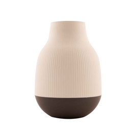 Point-Virgule vaas uit bamboevezel gebroken wit en donkergrijs D 18.1 cm H 25 cm