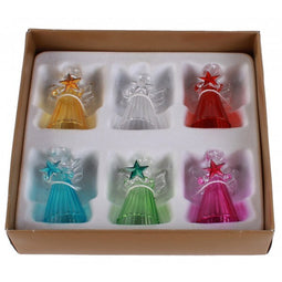 Glazen engeltjes gekleurd set 6 stuks