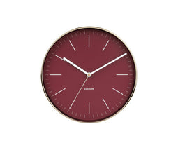 Karlsson wandklok Minimal rood met gouden kast
