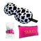Contoured 3D Blackout Sleep Mask - Cow Print - Sleep Mask, Pink Earplugs & Bag