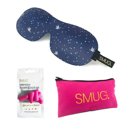 Contoured 3D Blackout Sleep Mask - Night Sky Print - Sleep Mask Pink Earplugs & Bag