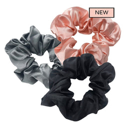 Hair Scrunchies Multipack Set - Grey, Black & Pink