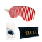 Satin Sleep Mask - Candy Cane Print - Sleep Mask Black Earplugs & Bag