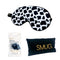Satin Sleep Mask - Cow Print - Sleep Mask, Black Earplugs & Bag
