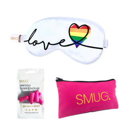 Satin Sleep Mask - Pride Love Print - Sleep Mask, Pink Earplugs & Bag